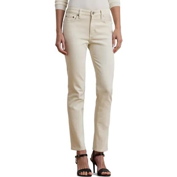 Lauren Ralph Lauren Straight Ankle Jeans Cream Wash Petite - Picture 1 of 10